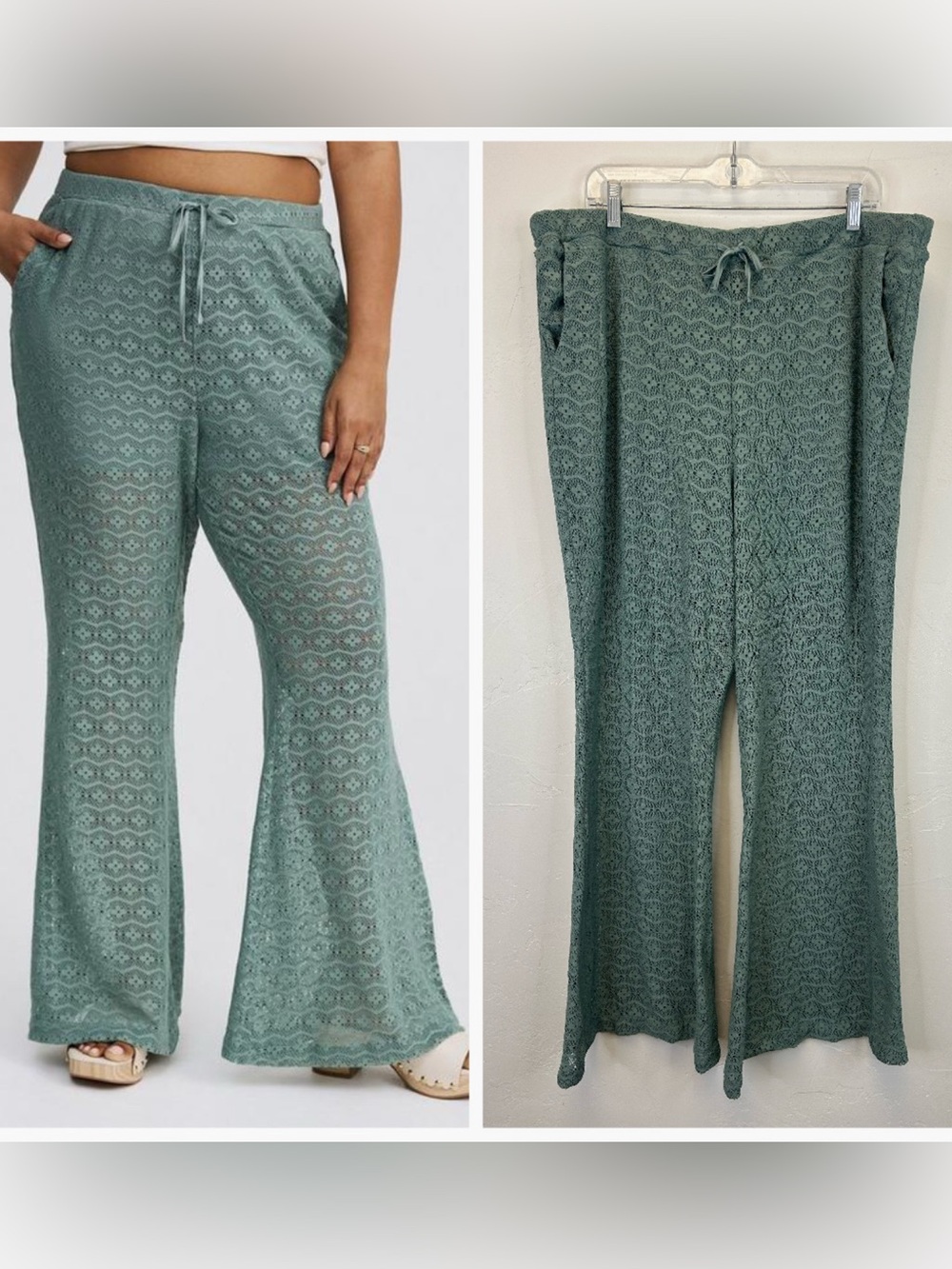 Torrid Lace Pants NWT Size 1X Elastic Waist Sheer Beachy Boho Hippie Pool Summer